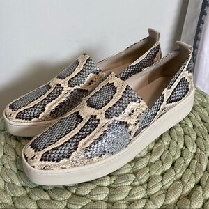 Vince Saxon 2 Blue Cream Snakeskin slip On Platform Sneakers